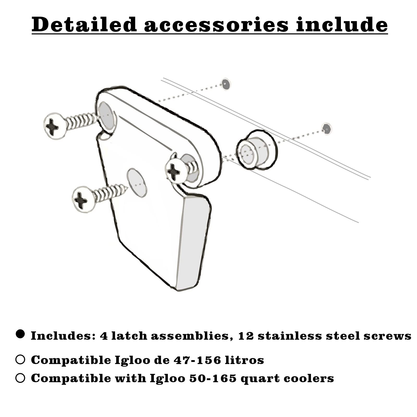 High Strength Cooler Latch Posts and Screws - Durable Replacement Parts for Yeti, Coleman, RTIC Coolers | Perfect for Outdoor Camping, Fishing, and Tailgating Accessories