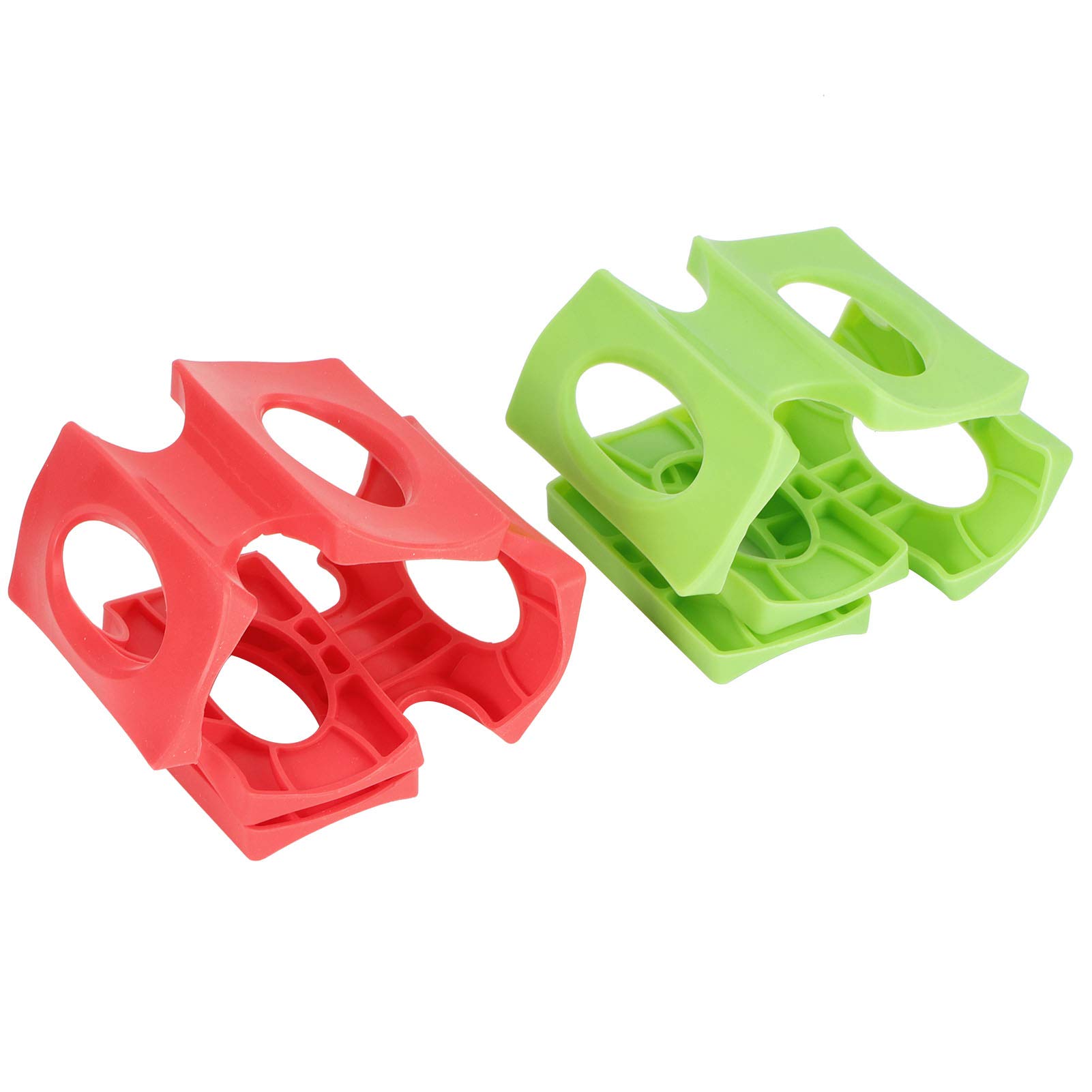 Aqur2020 2-Pack Silicone Bottle Stacker - Space Saving Beer Bottle & Can Organizer Rack Holder with Non-Slip Refrigerator Mat (Red + Green) - Perfect for Kitchen, Bar, Fridge Organization & Party Storage
