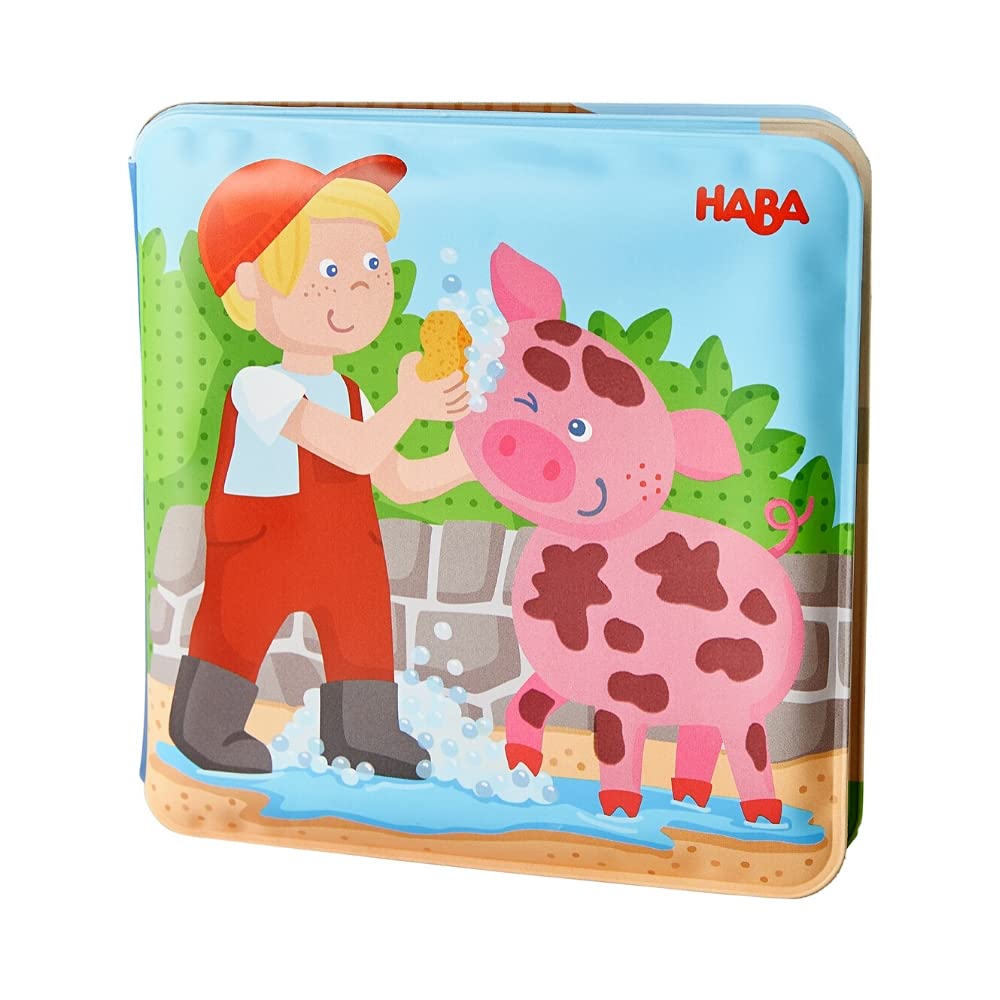 HABA Animal Wash Day Magic Bath Book for Kids - Waterproof & Reusable, Cleans with Warm Water - Fun Interactive Learning Toy for Bathtime Play & Early Childhood Development