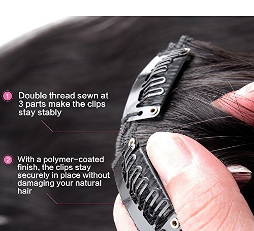 100% Real Human Hair Extensions for Women & Girls - 16 Inch, 100g, Natural Black | Free Colorful Hair Streaks Included | Perfect for Daily Styling, Parties & Special Occasions