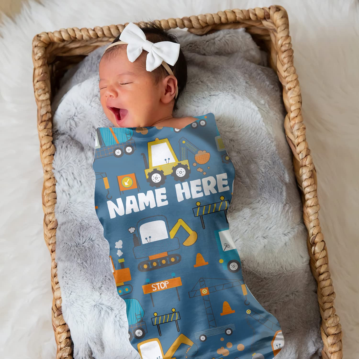 Personalized Custom Name Dump Truck Fleece Blanket for Boys & Girls | Kids Construction Vehicle Throw (Bulldozer, Fire Truck, Garbage Truck) | Soft Baby Toddler Blanket Gift for Birthdays & Nursery Decor