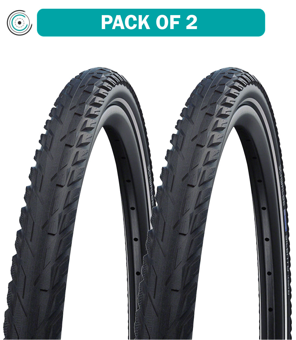 2 Pack Schwalbe Silento Bike Tires 700x45 Wire Bead Black/Reflective with KGuard Puncture Protection - Perfect for Urban Commuting, Gravel Riding & All-Weather Cycling