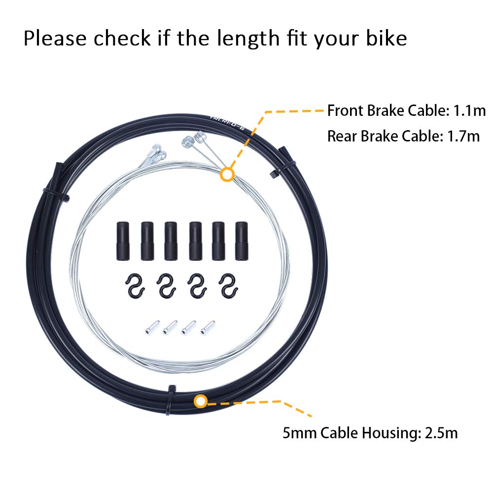 Wolfride Universal Bicycle Brake Cable Kit - High Performance Brake Cables & Housing for Road Bikes, Mountain Bikes - Perfect for Commuting, Trail Riding & Cycling Maintenance