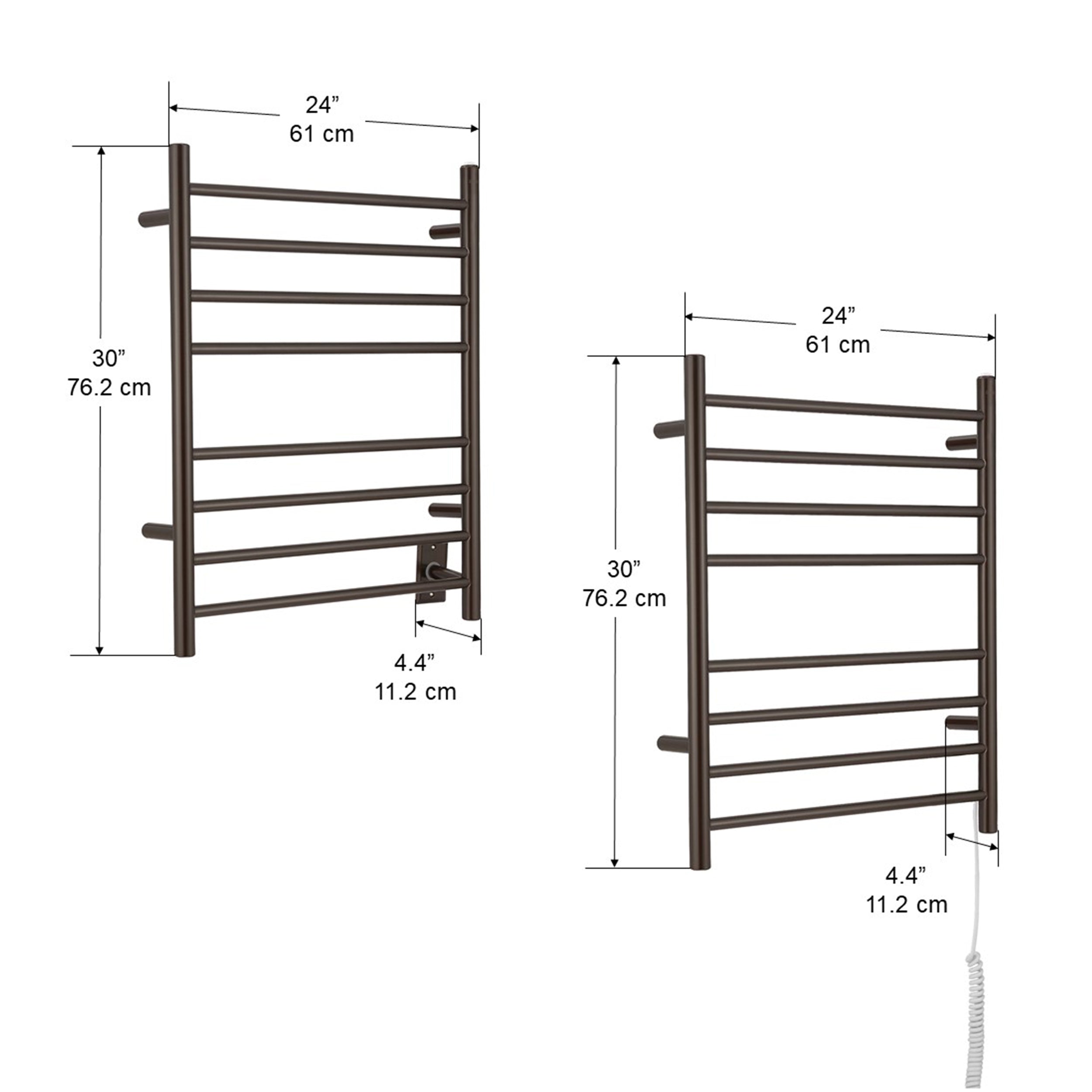 Prestige Dual 8 Bar Hardwired & Plug-in Towel Warmer - Oil Rubbed Bronze Stainless Steel - Perfect for Bathroom, Spa & Luxury Home Heating