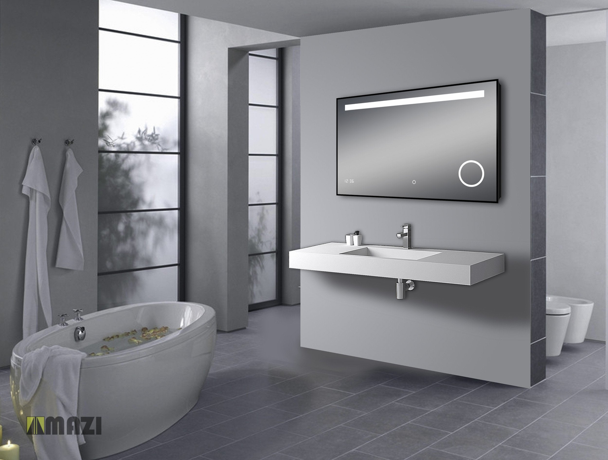 Meek 10060 LED Bathroom Mirror with Anti-Fog & Dimmable Light - Perfect for Shaving, Makeup, and Vanity Decor