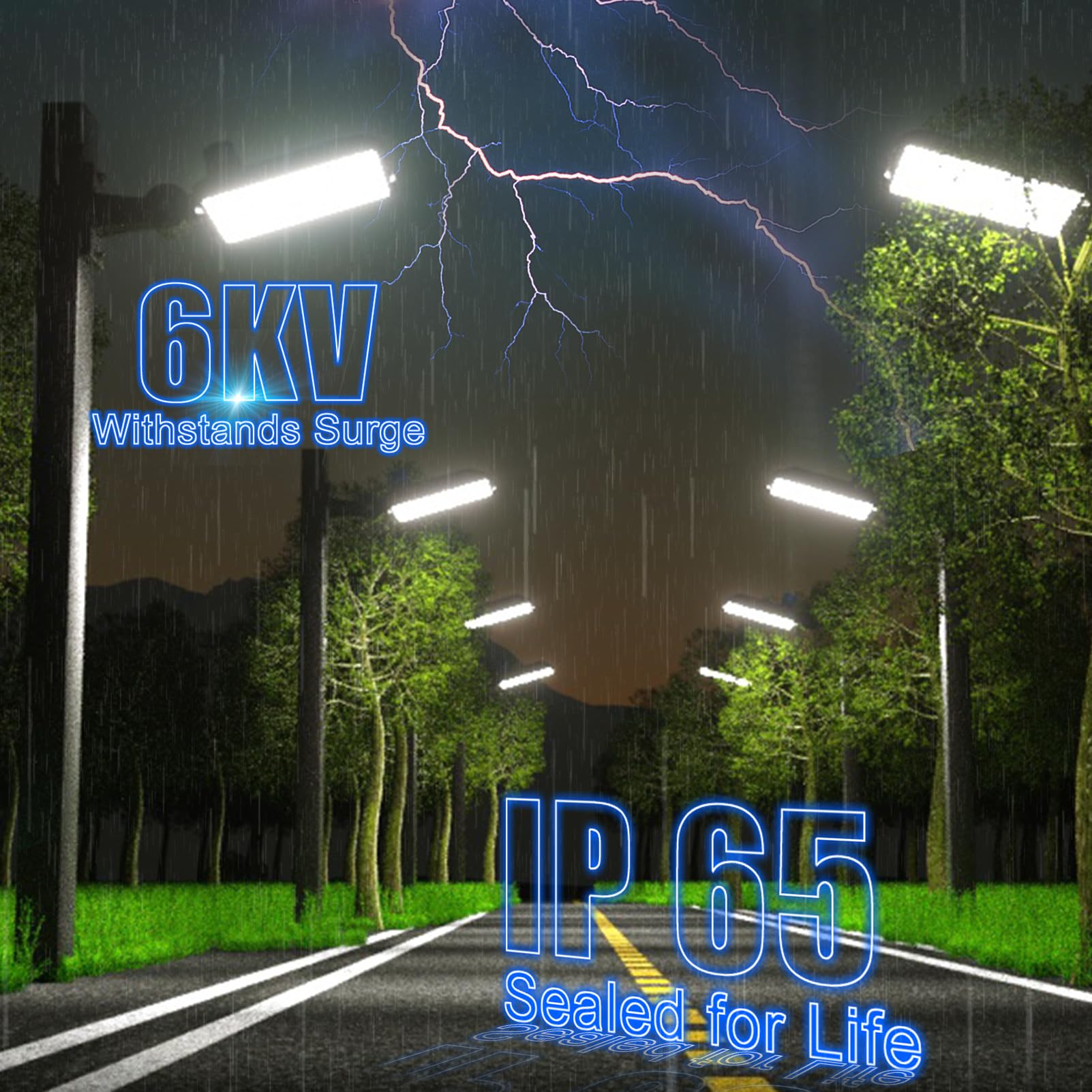 320W LED Parking Lot Lights Outdoor - 48000LM High Brightness (150Lm/W) - ETL Certified Commercial Grade 5000K Daylight - 6KV Surge Protection with Smart Photocell - 2 Pack with 7 Year Warranty - Perfect for Parking Lots, Gas Stations, Warehouses and Outdoor Security Lighting