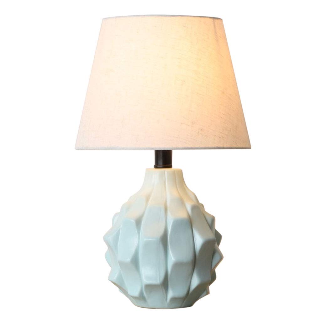 Ceramic Table Lamp - Blue Green White Irregular Design, E27 Warm Light Eye Protection Desk Lamp for Nightstand, Bedside, Kids Room & Reading | Perfect for Bedroom, Office & Study Spaces