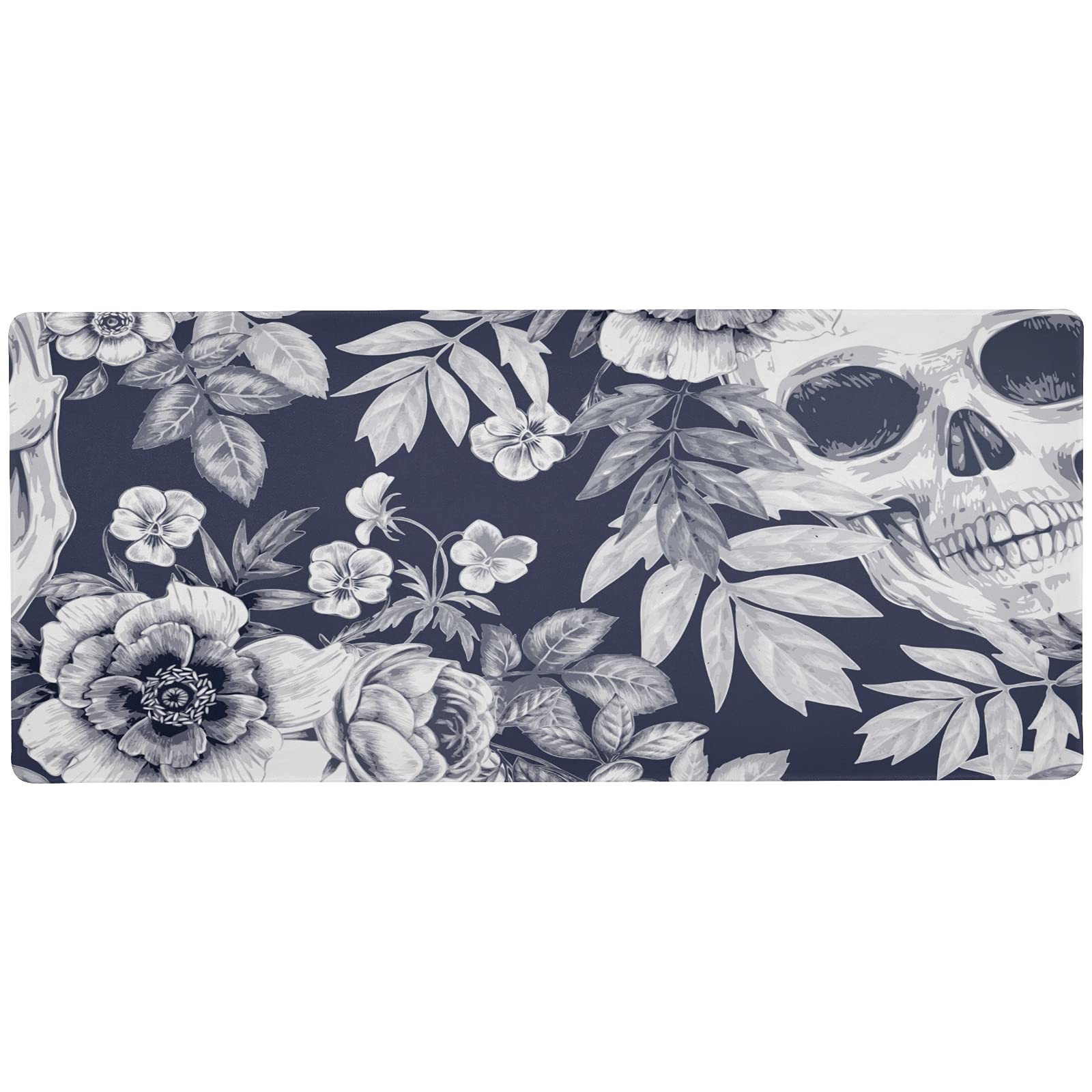 Large Skull Extended Gaming Mouse Pad (31.5x15.7x0.12In) - Non-Slip Rubber Base Desk Mat for PC, Laptop, Office & Home - Perfect for Gamers, Workstations & Computer Setups