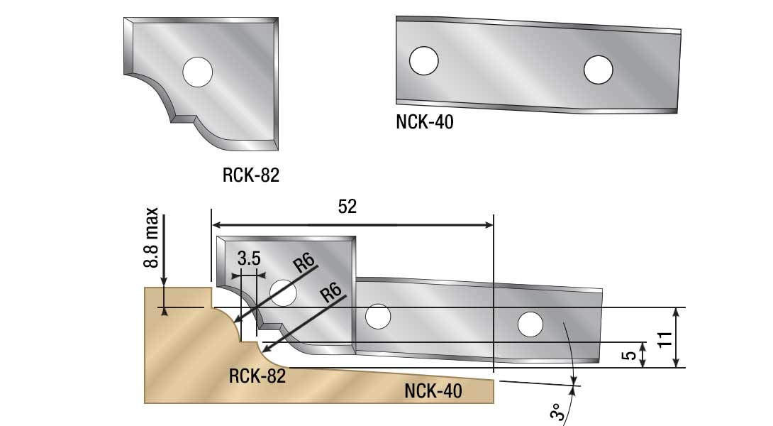 Amana Tool RCK-82 Solid Carbide Insert Raised Panel Knives Set (Pair) for No. 61241 Router Bit - Perfect for Woodworking, Cabinet Making, and Door Panel Cutting