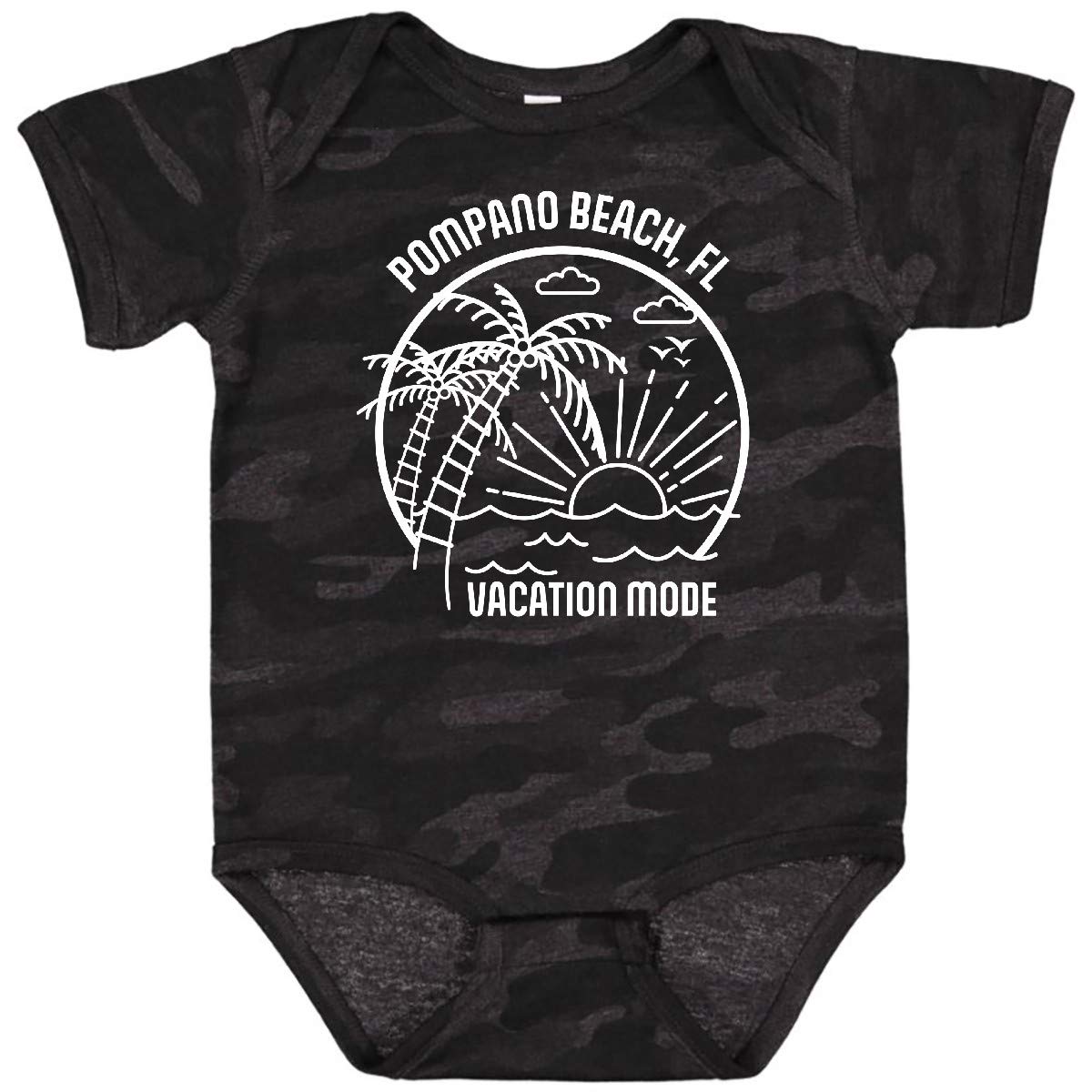 Inktastic Summer Vacation Mode Pompano Beach Florida Baby Bodysuit - Cute Florida Beach Outfit for Infants & Toddlers - Perfect for Family Vacations, Beach Trips & Photo Shoots