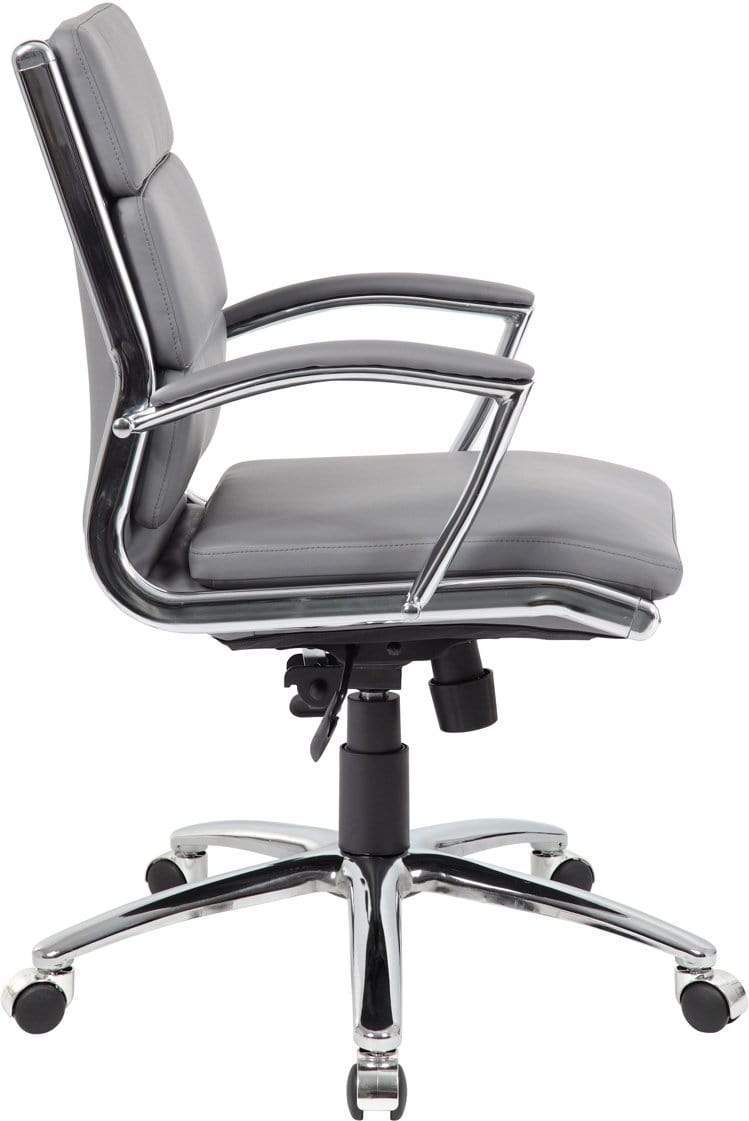 Premium Boss Executive CaressoftPlus Mid Back Office Chair with Metal Chrome Finish [B9476 BK] - Ergonomic Support for Long Work Hours, Home & Office Use