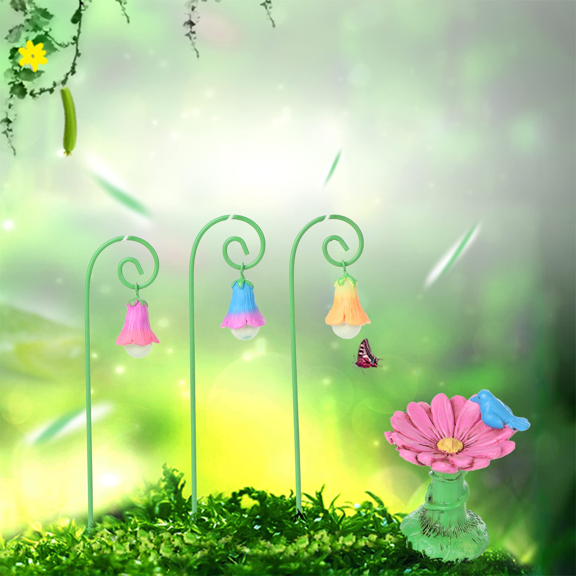 Fairy Garden Miniature Accessories - Pink Flower Set of 4 for DIY Fairy Gardens, Terrariums & Home Decor | Whimsical Fairy House Decorations