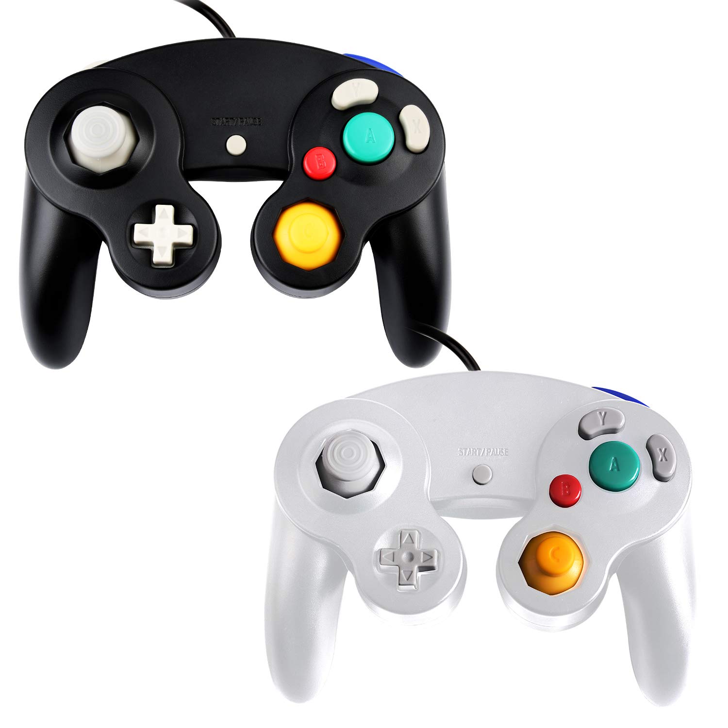 TechKen Classic Wired Game Controller for Nintendo GameCube, Wii U, Switch & PC - Compatible with Super Smash Bros - Black & White - Perfect for Gaming Tournaments & Retro Gaming Sessions