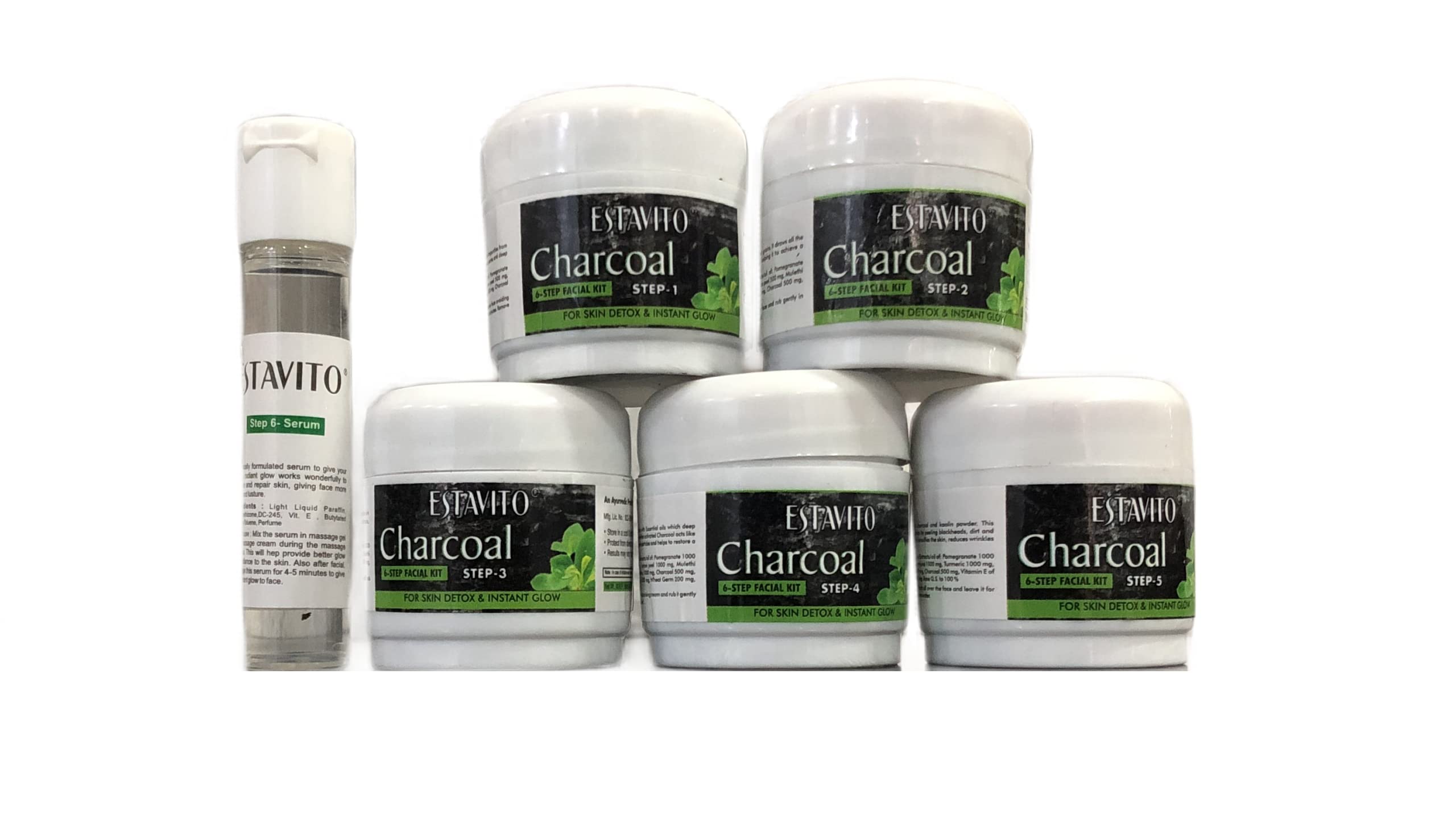 ESTAVITO Charcoal Facial Kit 165g - Deep Cleansing & Detoxifying for All Skin Types | Blackhead Removal, Pore Minimizer, Oily & Acne-Prone Skin Care | Home Spa & Self-Care Treatment