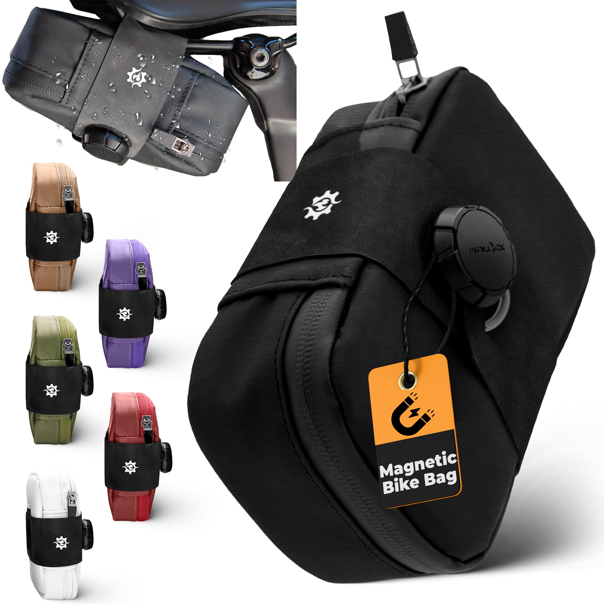 Lumiere & Co. Large Black Bike Seat Bag - Waterproof Cycling Saddle Bag for Road Bikes | Under Seat Storage for Tools, Phone & Essentials | Perfect for Commuting, Mountain Biking & Long-Distance Rides