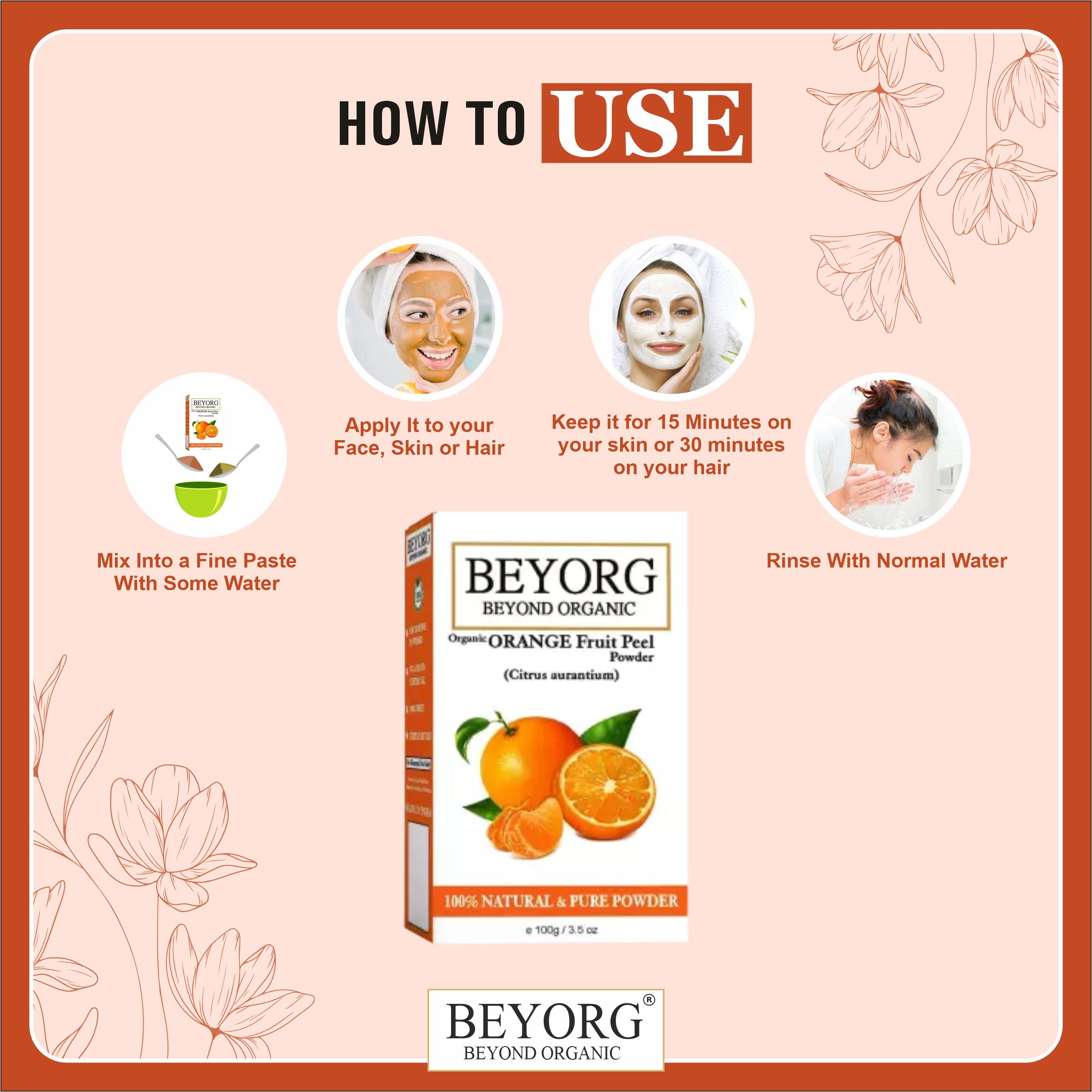 Organic Orange Peel Powder & Dead Sea Mud Powder - Natural Facial Mask for Glowing Skin, Body Scrub & Hair Treatment | Detoxifying Clay Mask for Acne, Blackheads & Oily Skin | Spa Day & Self-Care Essential