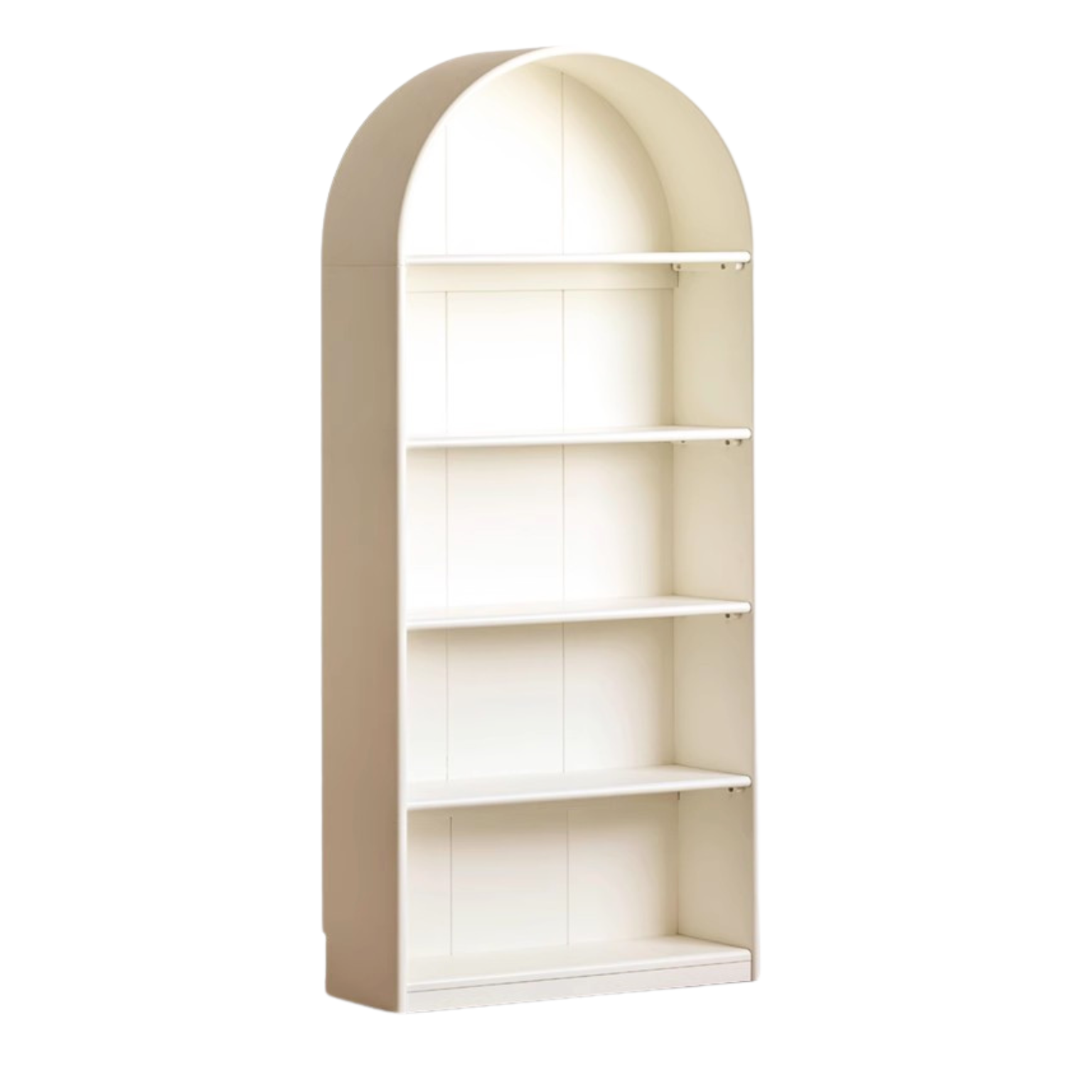 Solid Poplar Wood Arch Bookcase - Display Cabinet & Bookshelf in Cream for Living Room, Bedroom & Office Storage