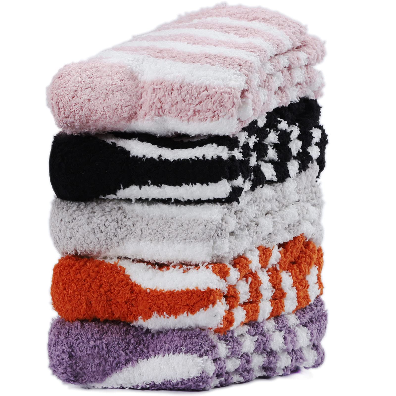 Cozy Fuzzy Socks for Women - 5 Pairs Soft Fluffy Plush Winter Socks | Warm Thick Knit Slipper Socks for Christmas Gifts, Lounge Wear & Home Comfort