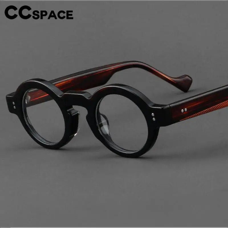 CCspace Women's Full Rim Round Acetate Eyeglasses Frame 57398 - Lightweight & Stylish Retro Glasses for Women, Perfect for Reading, Working & Fashion Accessories