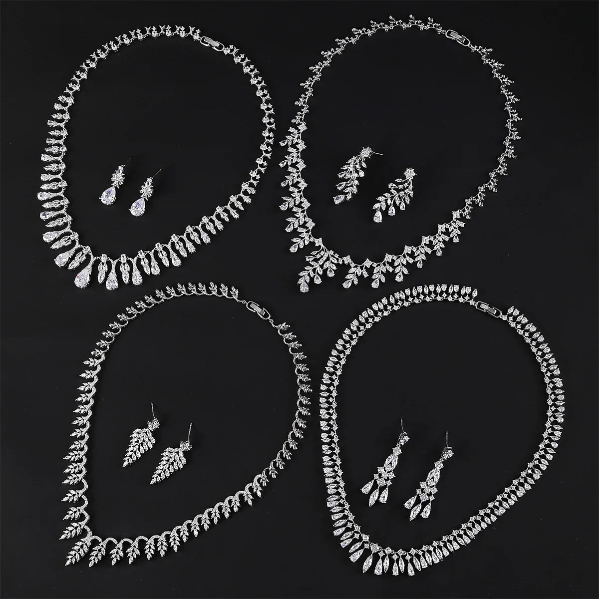 Luxury 2-Piece Water Drop Cubic Zirconia Necklace and Earrings Set for Brides - Wedding Jewelry Gift for Bride, Bridesmaid, Anniversary - Perfect for Weddings, Engagements, and Special Occasions