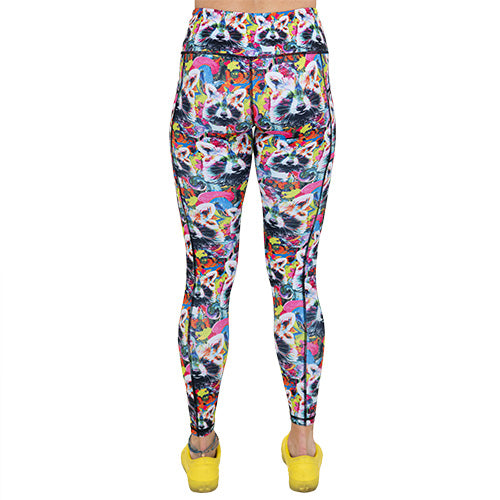 Trash Panda Monium Leggings - Women's High Waisted Yoga Pants for Workout, Running & Lounge | Cute Raccoon Print Athletic Leggings
