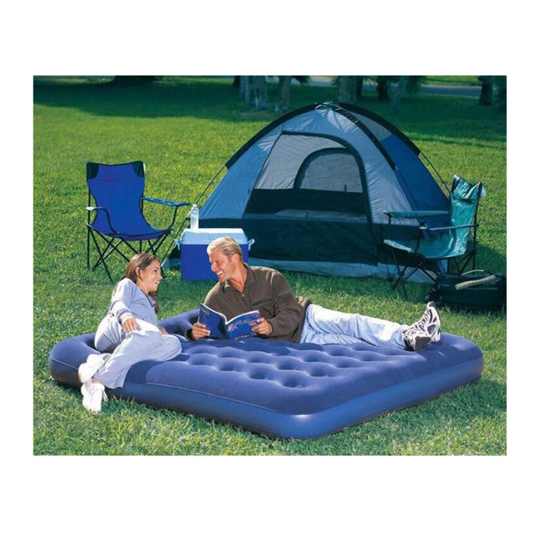 **JLDN Queen Air Mattress with Flocked Top - Elevated Inflatable Airbed for Camping, Guests & Home Use | Comfortable Portable Bed for Indoor & Outdoor**    *(Use Cases: Perfect for camping trips, sleepovers, guest rooms, RV travels, and temporary home bedding solutions.)*