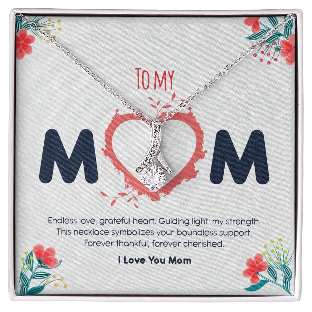 Alluring Beauty Necklace for Mom - Engraved Heart Pendant with Message Card & Gift Box - Thoughtful Mother's Day, Birthday or Anniversary Gift - Perfect for Wife, Girlfriend or Couple Jewelry