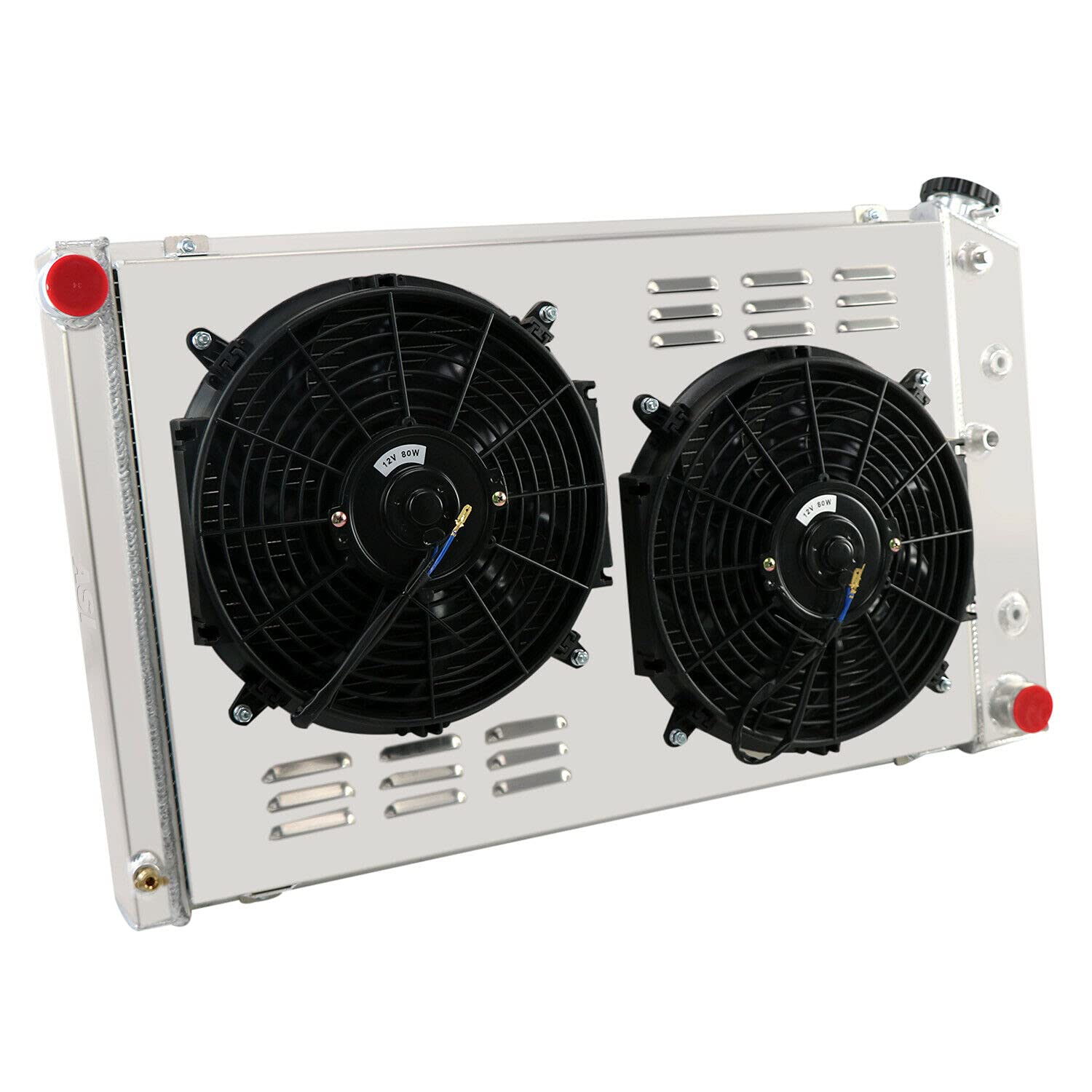 High-Performance RadySpeed 4-Row Aluminum Radiator with Shroud & Cooling Fans for 1970-1981 Chevy Camaro & 1978-1987 Monte Carlo - Perfect for Street Racing, Hot Rods & Classic Car Restoration