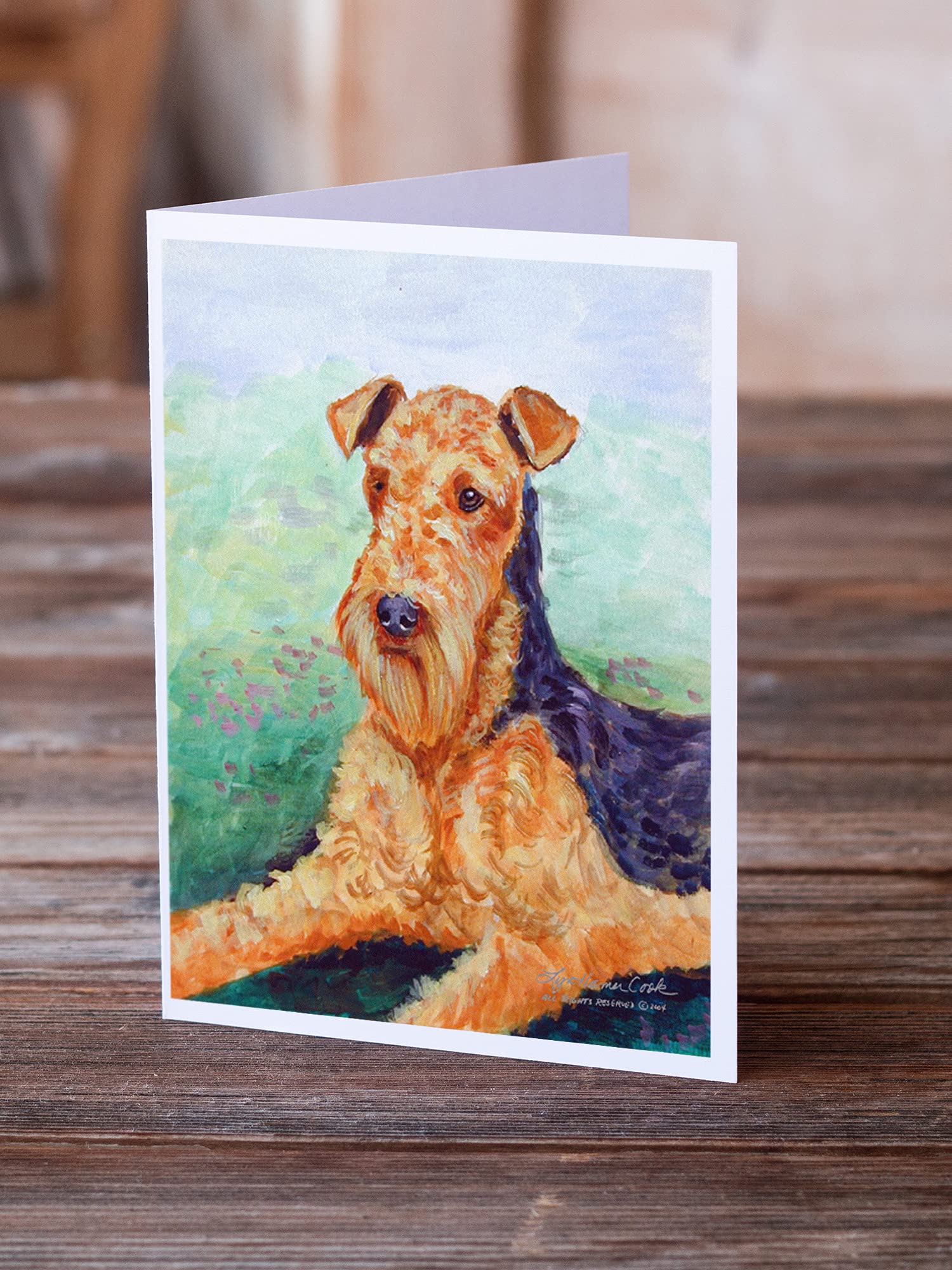 Caroline's Treasures 7239GCA7P Airedale Terrier Blank Greeting Cards Set - 8 Whimsical A7 Size (5x7) Note Cards with Envelopes | Perfect for Birthday Wishes, Thank You Notes & Special Occasions