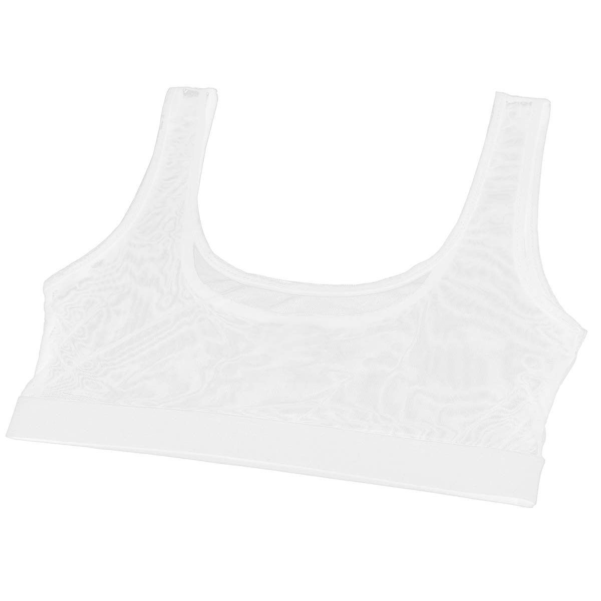 ACSUSS Women's Lingerie - Sleeveless See-Through Mesh Bralette Bra with Deep U Neckline, Vest Tank Crop Top in White (4X-Large) | Perfect for Date Night, Loungewear & Layering Outfits