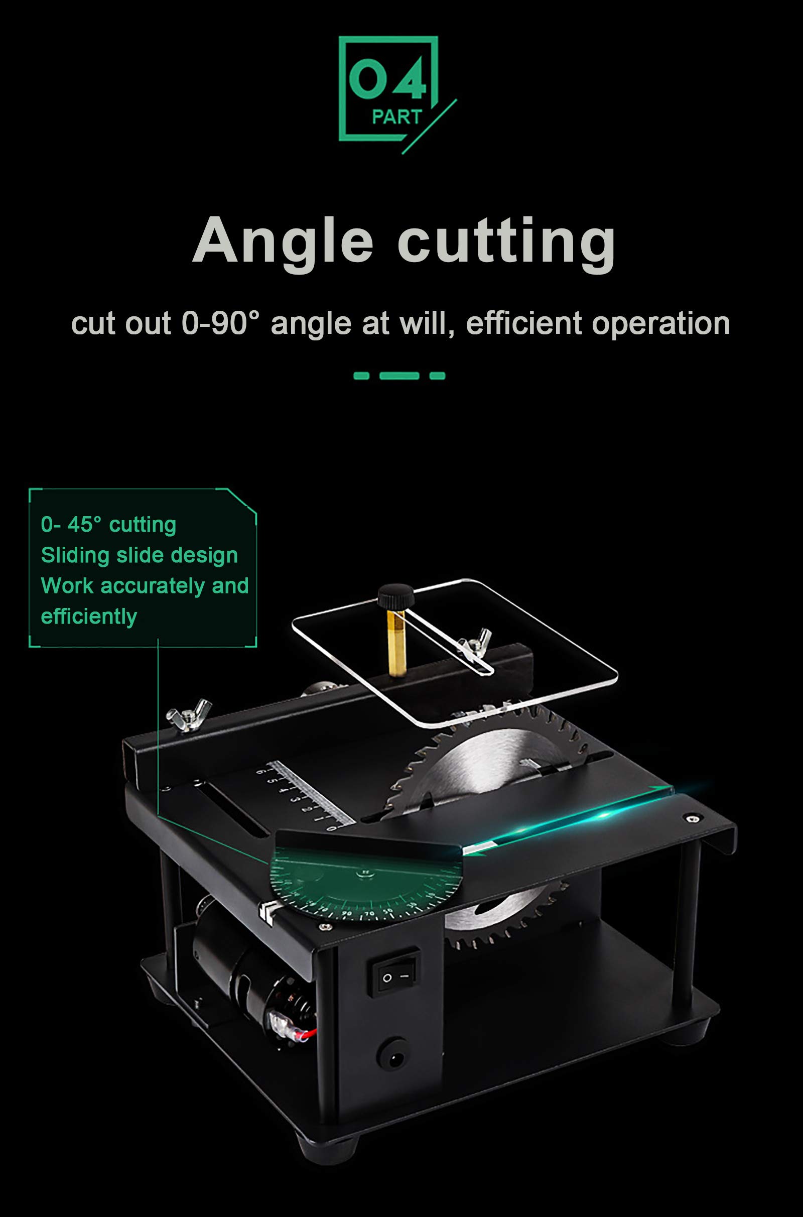 Mini Electric Sliding Table Saw - 8500 RPM, 0-90° Precision Cutting for Woodworking | Multifunctional Bench Saw for DIY Projects & Home Improvement | Perfect for Cutting Wood, Plastic & Aluminum