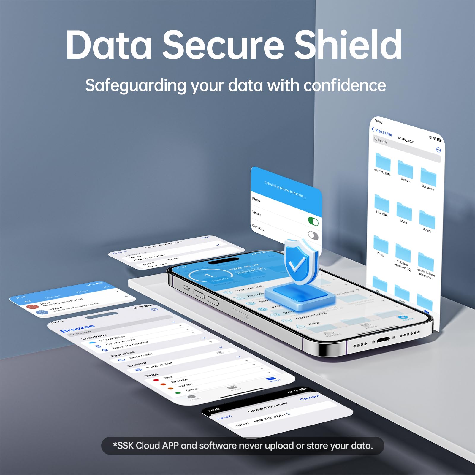 SSK 2TB Portable External SSD with Wi-Fi Hotspot | Wireless Personal Cloud Storage for Auto-Backup | Remote Access for Phone, Tablet & Laptop | Perfect for Travel, Work & Home Data Backup