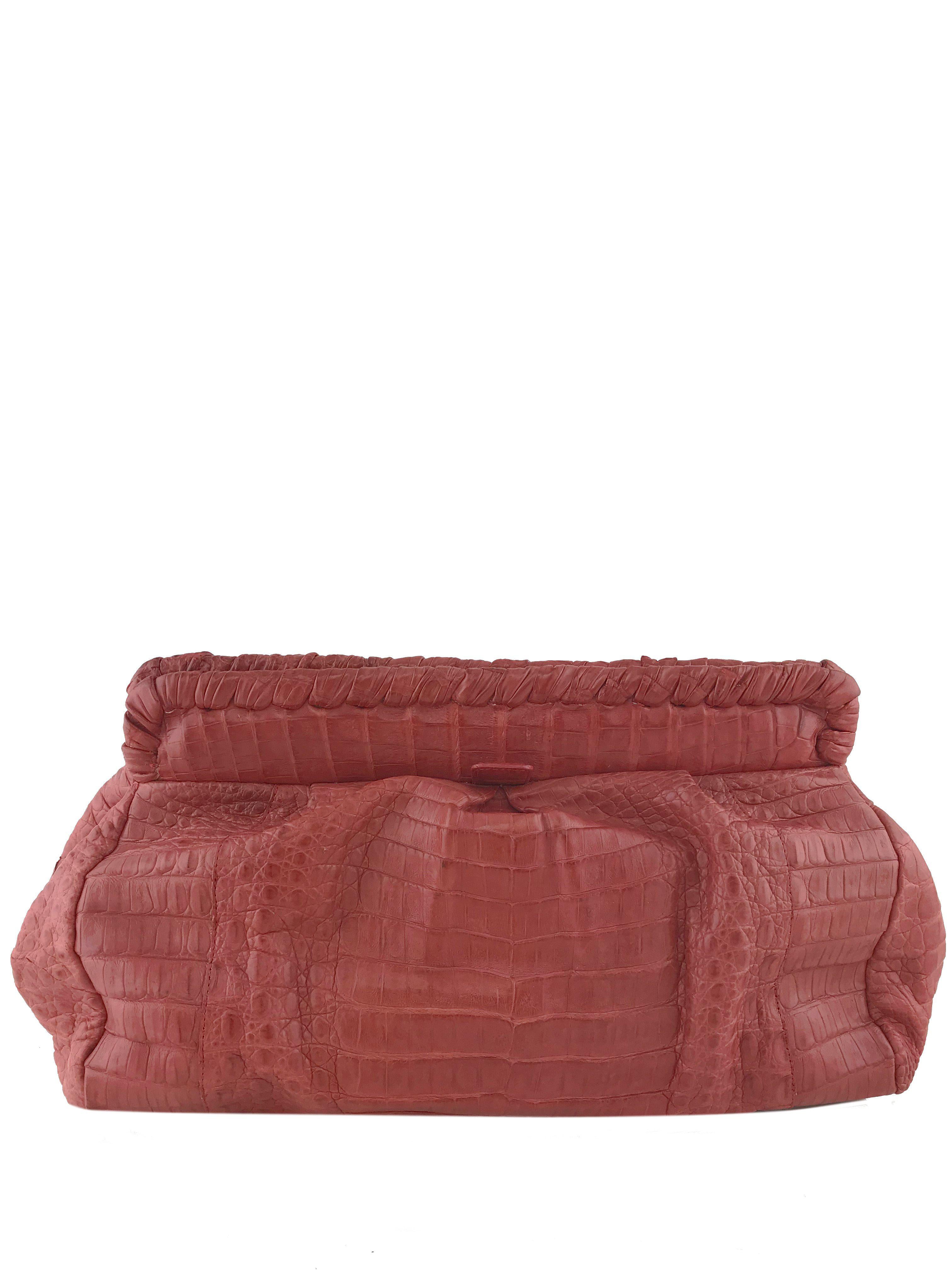 Nancy Gonzalez Genuine Crocodile Leather Pleated Oversized Clutch Bag for Women - Luxury Evening Bag for Parties, Weddings & Special Events