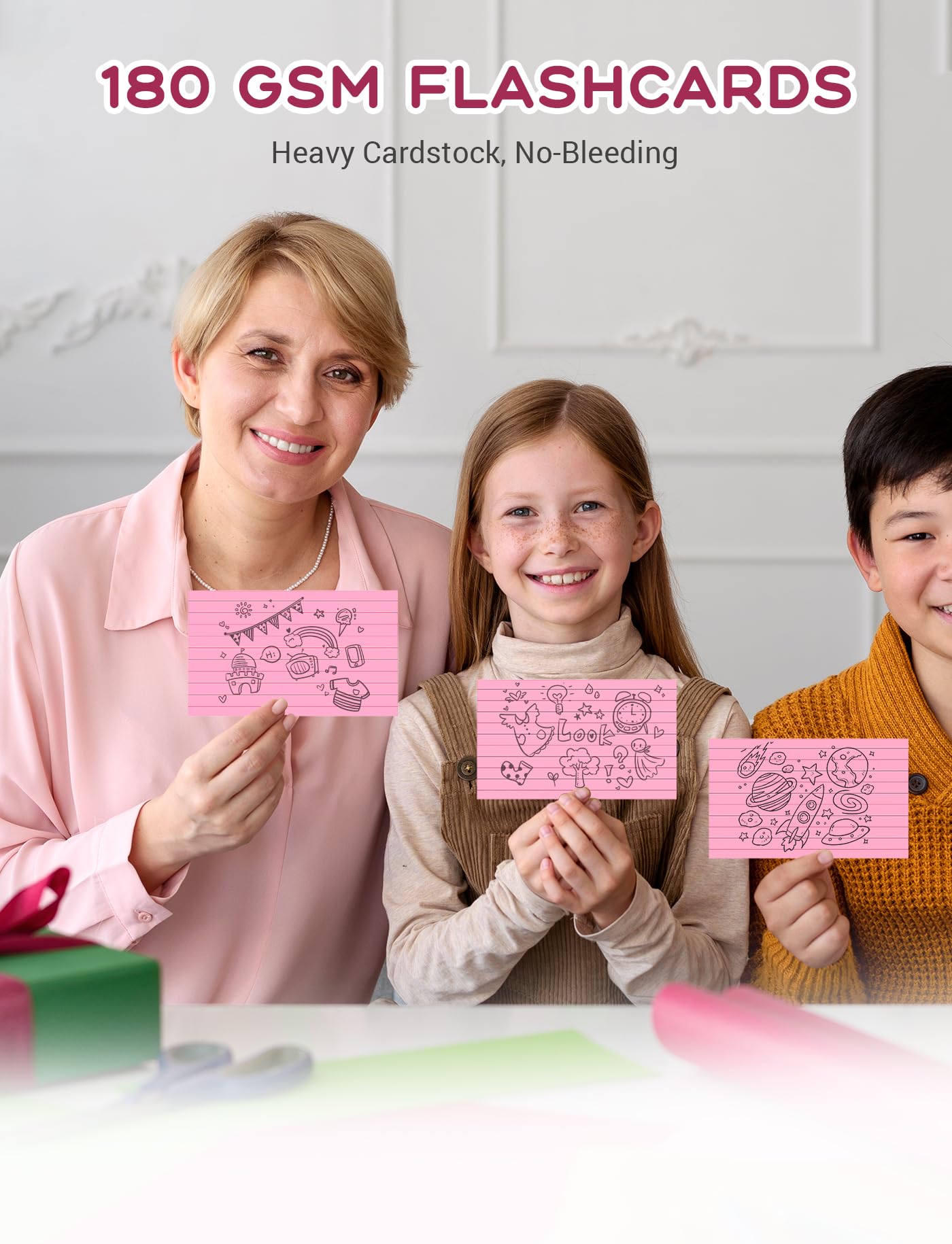Premium Pink 3x5 Index Cards - 200-Pack Heavyweight Ruled Flashcards for Studying, Note Taking & Organization | Single-Sided Study Cards for School, Office & Home Use | Perfect for Class Notes, Vocabulary Practice & Memory Games