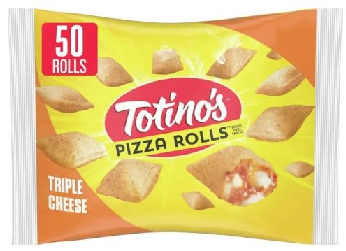 Totino's Pizza Rolls Triple Cheese Flavored Frozen Snacks 24.8 oz (50 Count) - Pack of 4 | Quick Party Appetizers, Game Night Snacks & Easy After-School Treats
