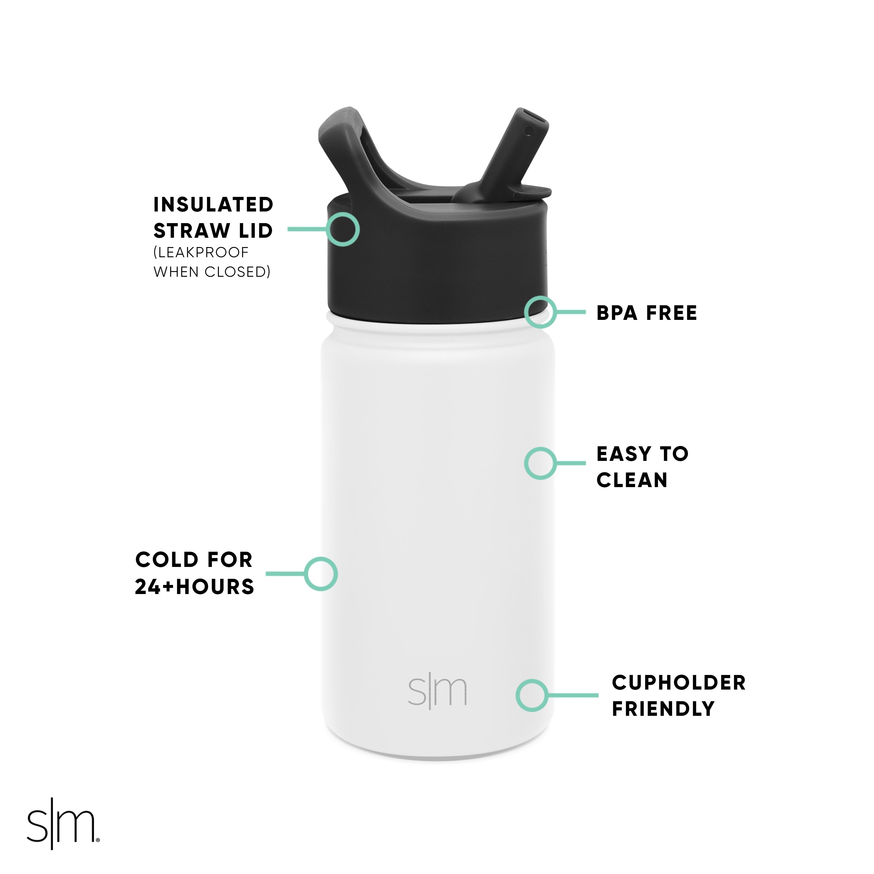 Summit Insulated Water Bottle with Straw Lid - Leakproof Stainless Steel Thermos for Hiking, Gym & Outdoor Activities