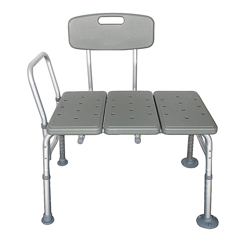 Adjustable Shower Chair with Non-Slip Feet - Waterproof Bath Seat & Transfer Bench for Elderly, Disabled & Post-Surgery (32-36 Inch Height, Gray) - Ideal for Bathtub, Hot Tub & Shower Safety