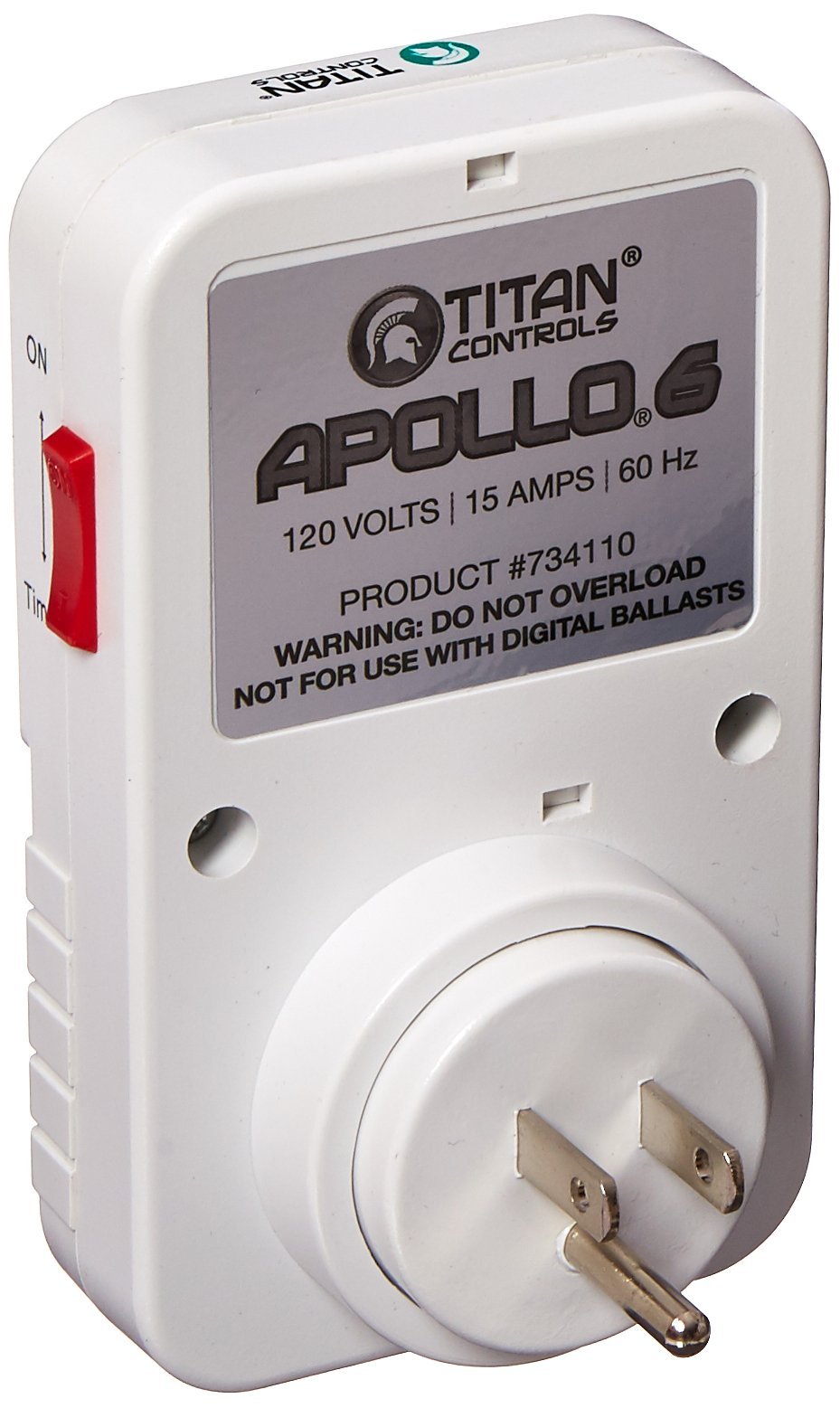 Titan Controls Mechanical Timer Single Outlet 120V - Apollo 6 | Heavy Duty Plug-in Timer for Hydroponics, Grow Lights & Home Appliances | Indoor & Outdoor Use