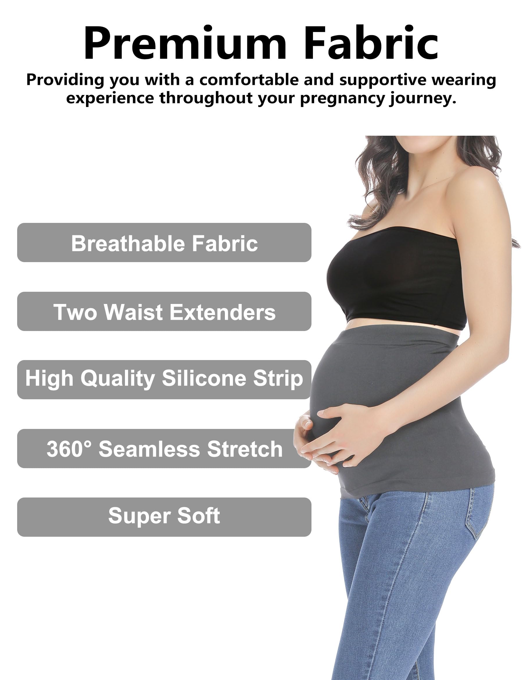 Maternity Belly Band for Pregnant Women - Adjustable Pregnancy Support Belt for Pants & Jeans - Postpartum Belly Wrap for Comfort & Back Pain Relief - Perfect for Work, Exercise & Daily Wear