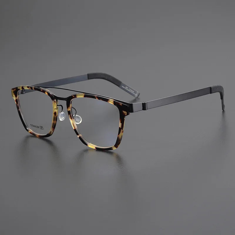 Unisex Black Titanium Square Eyeglasses with Double Bridge - Lightweight & Durable Frame (Model 4507) | Perfect for Office, Reading & Everyday Fashion Accessory