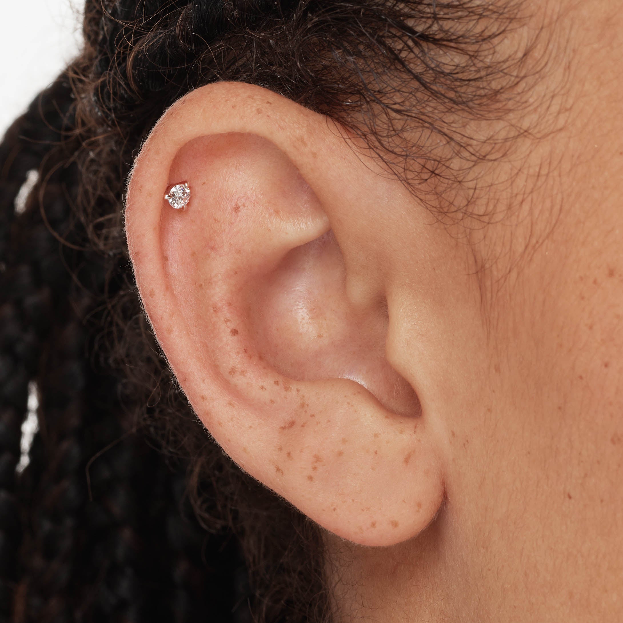 0.10ct Lab Grown Diamond Helix Single Stud Earrings in Sterling Silver - Perfect for Everyday Wear & Special Occasions