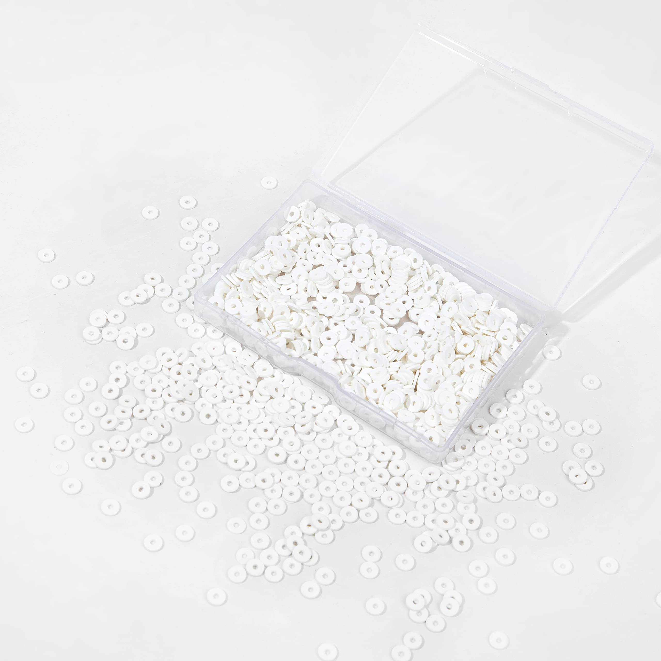 1000pcs 6mm White Polymer Clay Beads for Jewelry Making - DIY Bracelet & Necklace Craft Beads with Storage Box - Perfect for Handmade Gifts, Party Favors & Boho Style Accessories