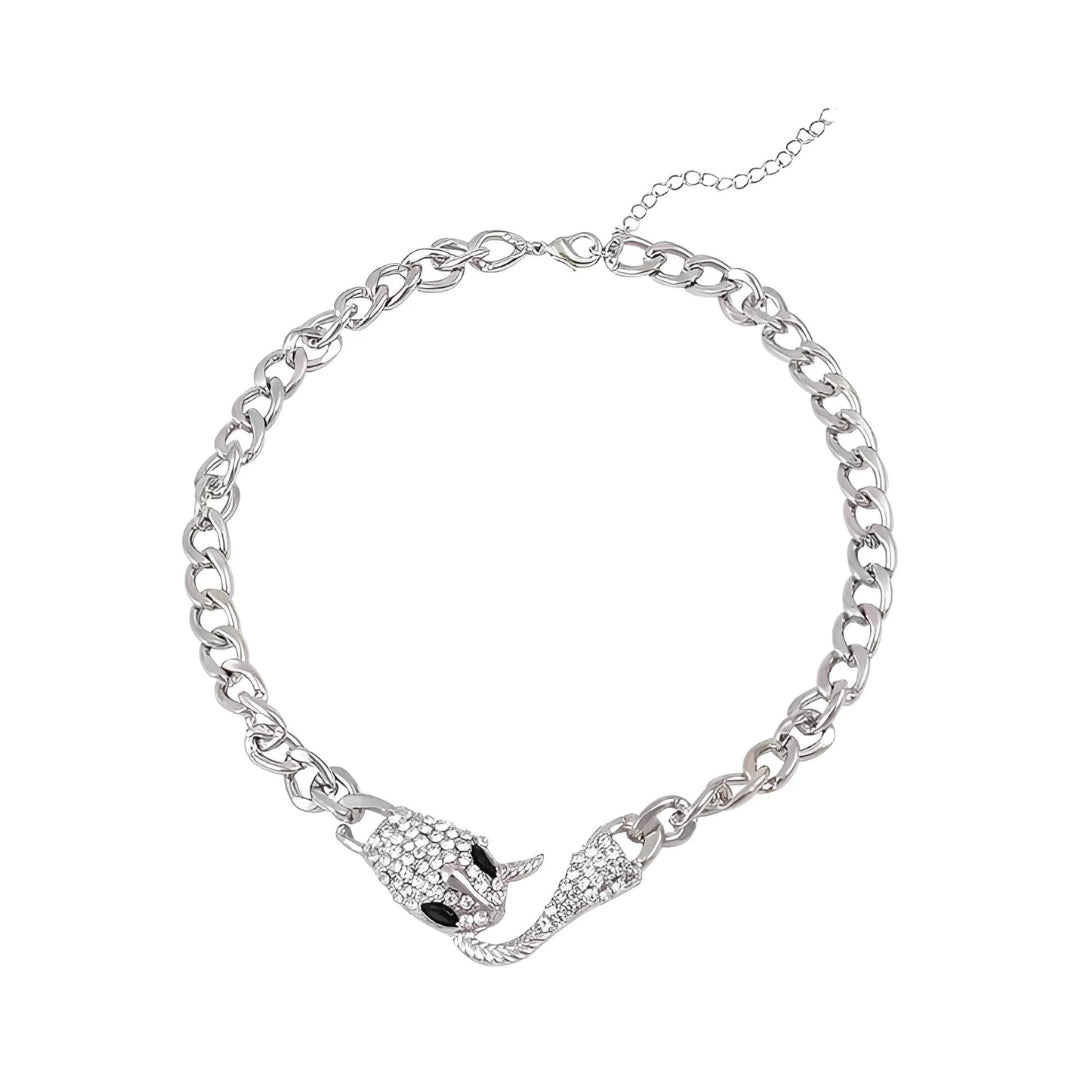 Elegant Silver Bold Snake Chain Choker Necklace for Women | Trendy Layered Jewelry Gift | Perfect for Parties, Date Nights & Everyday Wear | HN1180