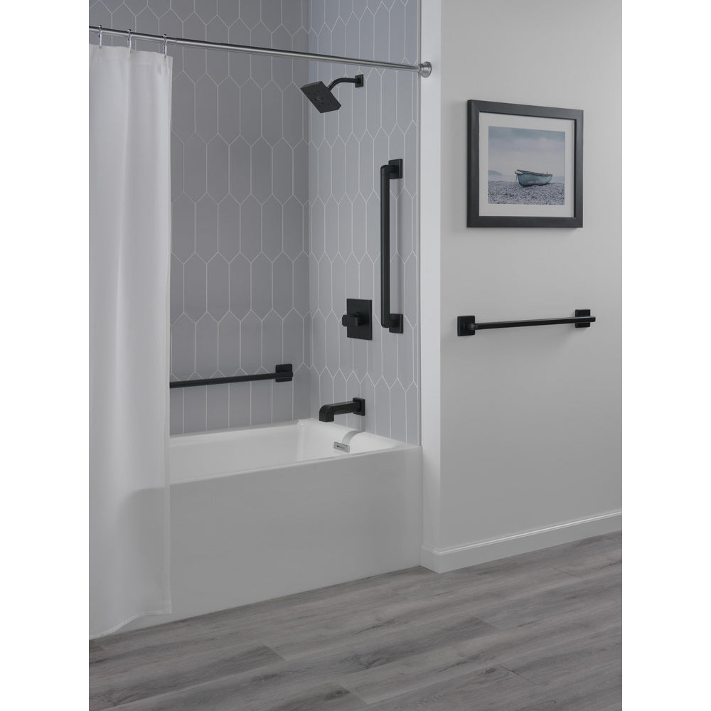 Delta 24-Inch ADA Compliant Modern Angular Grab Bar - Matte Black (41924 BL) for Bathroom Safety & Accessibility