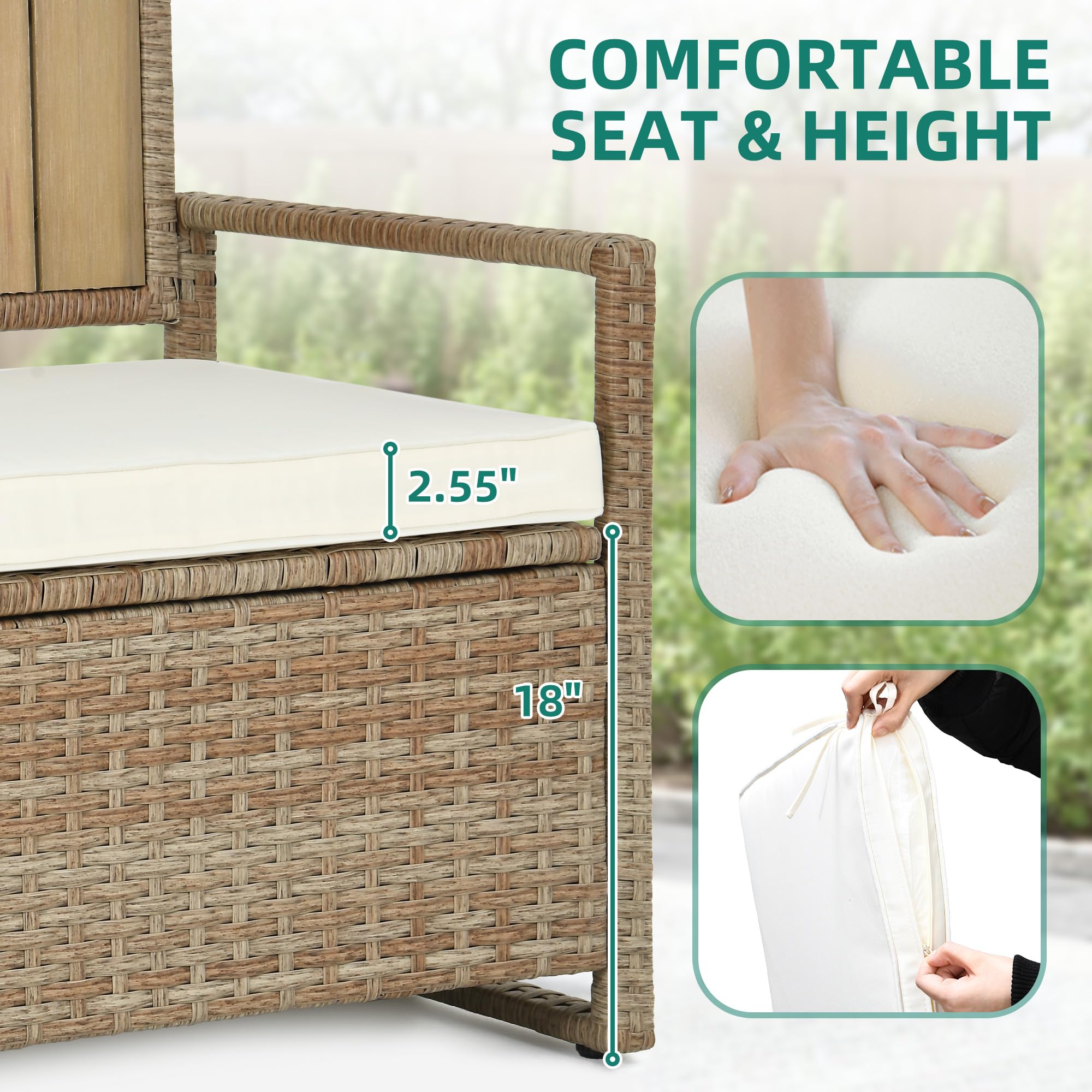 YITAHOME 70 Gallon Outdoor Storage Bench - All-Weather PE Rattan Deck Box with Wicker Design | Patio Furniture Storage, Pool Accessories Organizer, Garden Tools Container | Perfect for Backyard, Deck & Poolside Use (Beige)