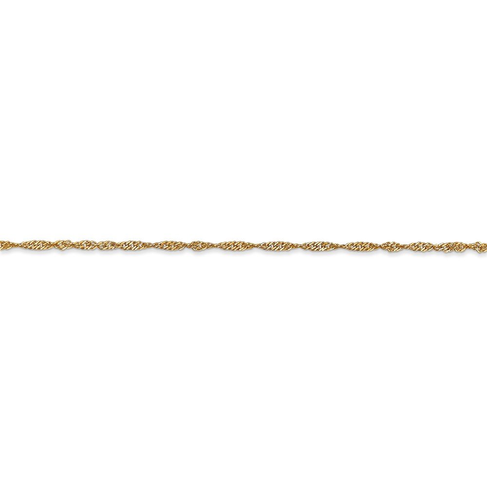 14K Solid Gold 1.4mm Singapore Chain Anklet for Women - Dainty Ankle Bracelet for Everyday Wear, Beach Vacation & Special Occasions