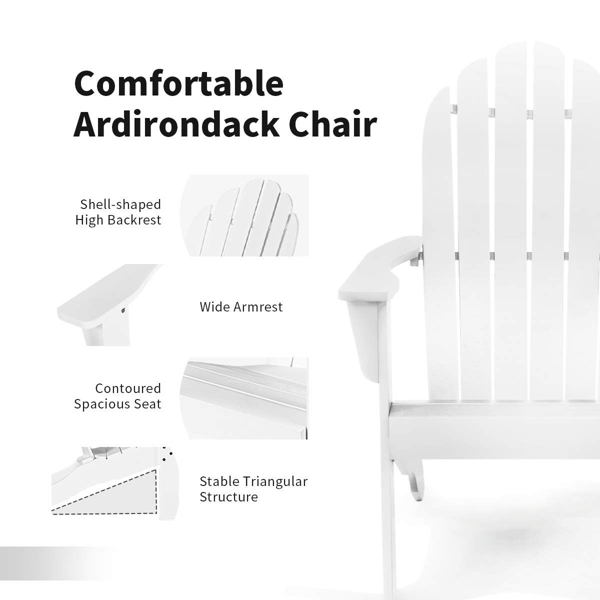 Giantex Acacia Wood Adirondack Chair Set of 2 - 350 lbs Weight Capacity, Outdoor Lounge Armchairs for Patio, Garden, Poolside, Deck & Backyard - Perfect for Relaxing, Sunbathing & Fire Pit Gatherings
