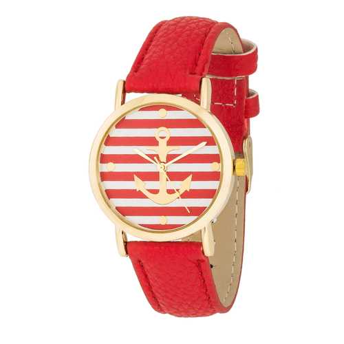 Stylish Nautical Red Leather Watch for Men - Waterproof & Durable - Perfect for Casual, Business & Outdoor Activities