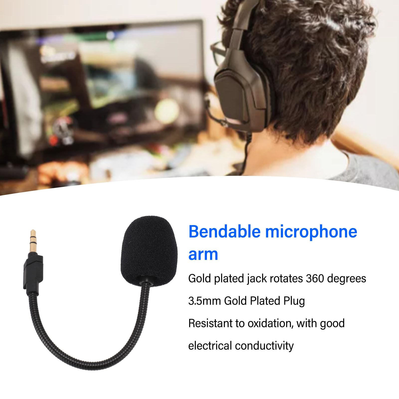 G733 Wireless Gaming Headset Replacement Microphone - Noise Cancelling Boom Mic with 3.5mm Jack for PC, PS4, PS5, Xbox | Perfect for Streaming, Esports & Online Gaming