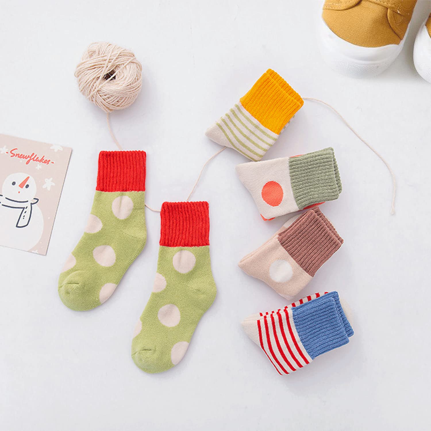 5 Pairs Soft Cotton Ankle Socks for Toddlers & Kids 0-8 Years - Unisex Warm Cozy Baby Socks for Boys & Girls - Perfect for Everyday Wear, Playtime & Gifts (Size L)